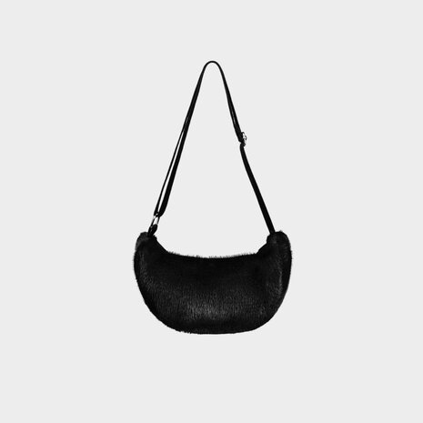 Tas fluffy strap zwart