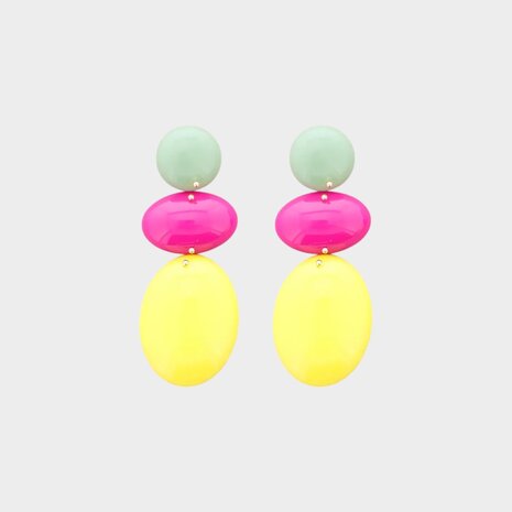 Oorbellen trio resin mint