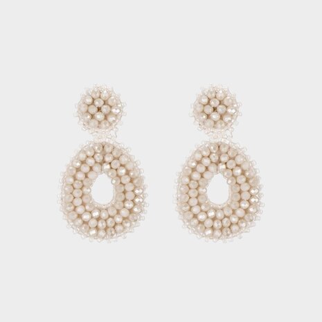 Oorbellen druppel miyuki beige