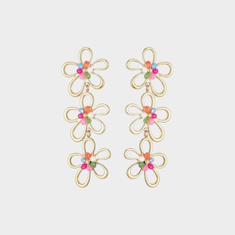 Oorbellen trio bloem multi
