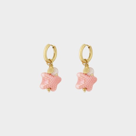 Oorbellen creool ster roze