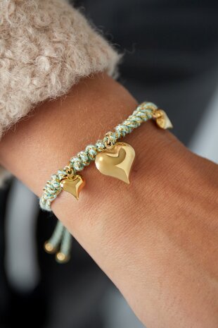 Armband touw aqua hart