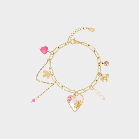 Armband bedel lente roze