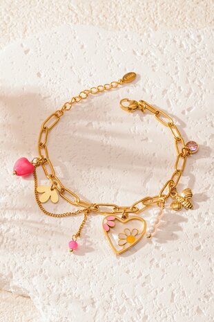 Armband bedel lente roze