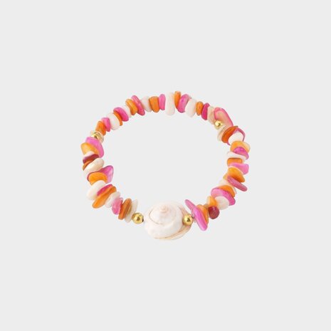 Armband staal schelp fuchsia