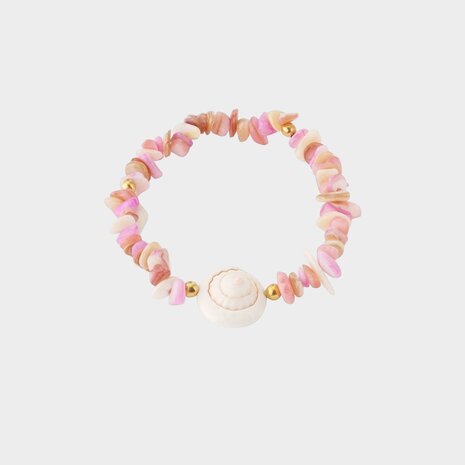 Armband staal schelp roze