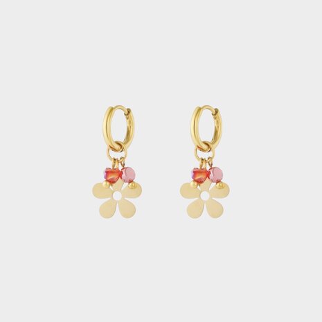 Oorbellen creool bloem rood