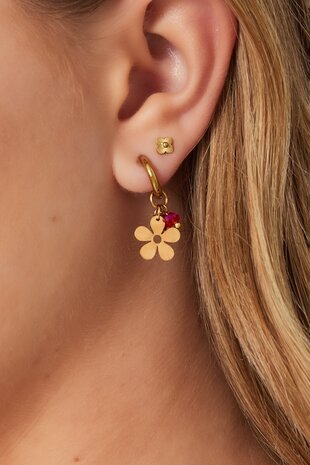 Oorbellen creool bloem rood
