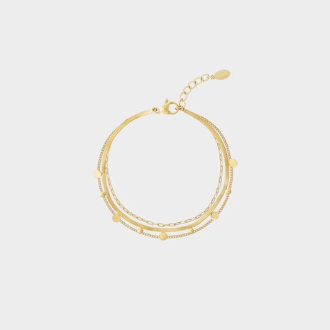 Armband staal trio goud