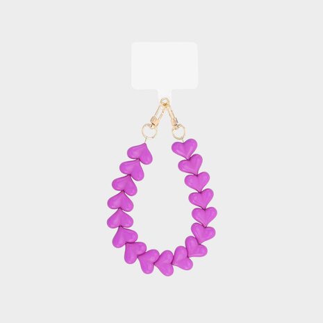 Telefoonkoord hartjes fuchsia