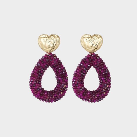 Oorbellen candy hart magenta