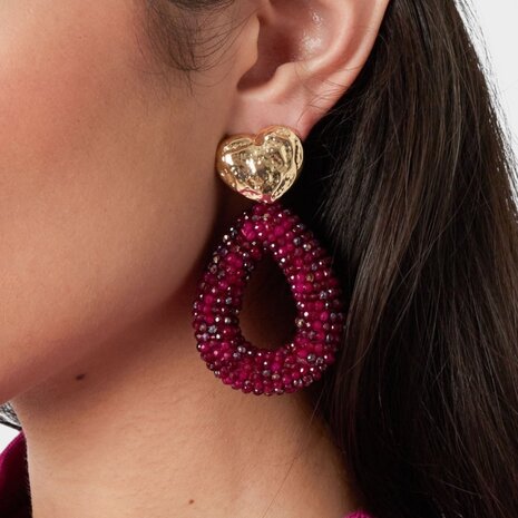 Oorbellen candy hart magenta