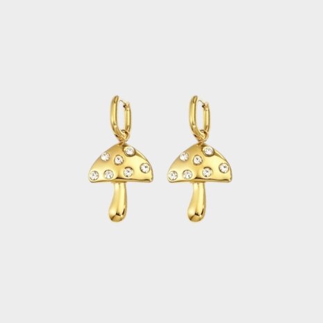 Oorbellen creool paddenstoel wit