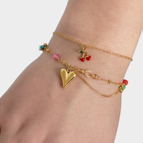 Armband hart kraal multi