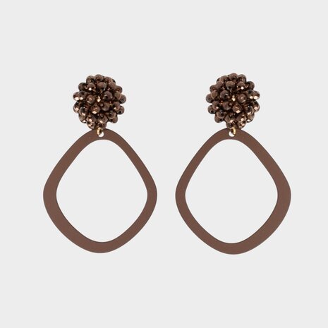 Oorbellen candy knop bruin