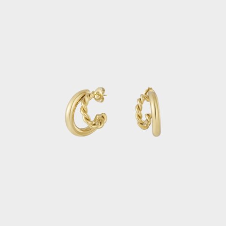 Oorbellen duo creool goud