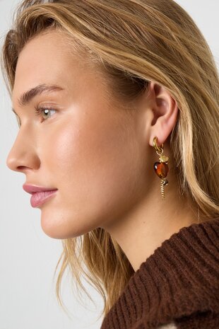 Oorbellen creool bruin hart