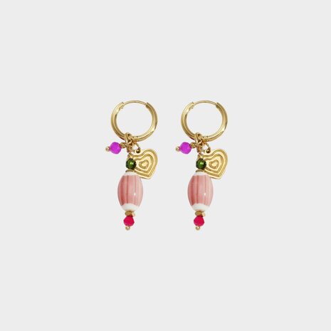Oorbellen creool roze hart