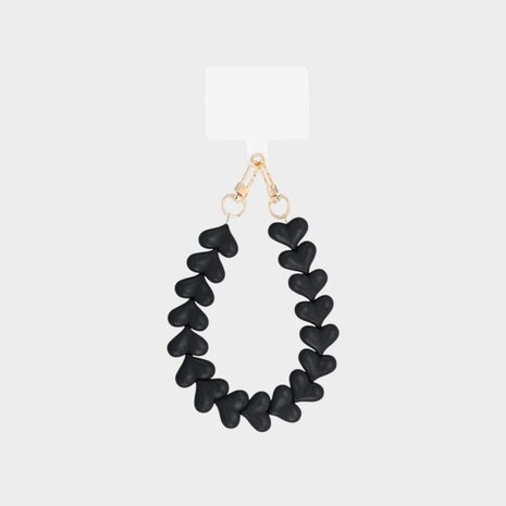 Telefoonkoord hartjes zwart