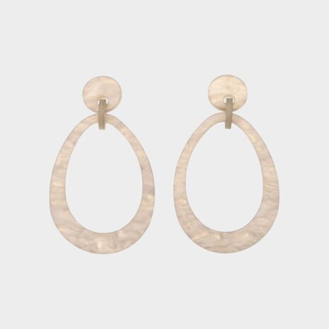 Oorbellen druppel mêlee greige