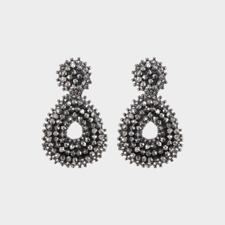 Oorbellen druppel miyuki grijs