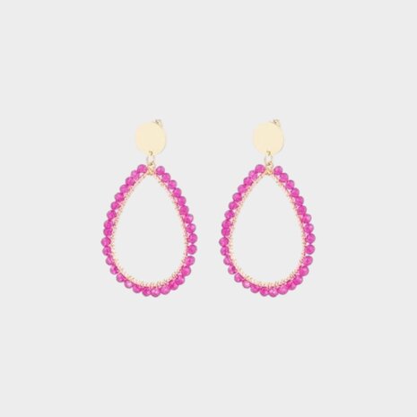 Oorbellen kraal fuchsia