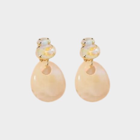Oorbellen clip resin beige