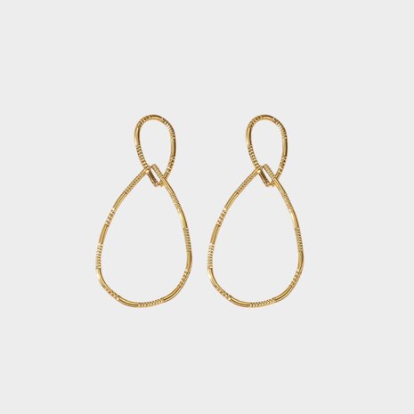 Oorbellen druppel staal goud