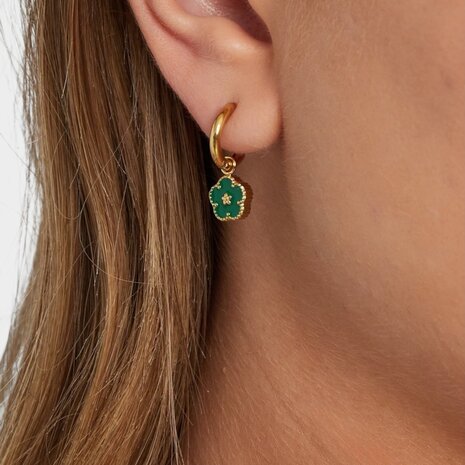 Oorbellen creool bloem roze