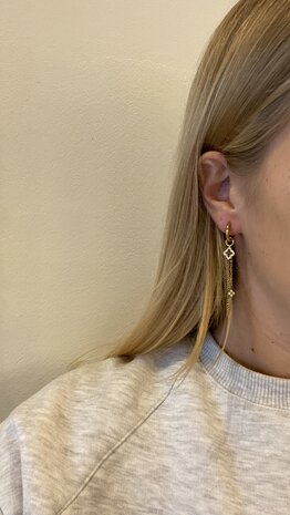 Oorbellen crystal ketting ruit