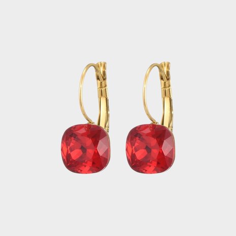 Oorbellen crystal haak rood