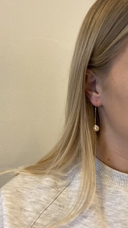 Oorbellen haak crystal zwart