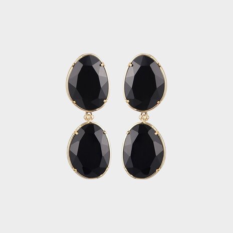 Oorbellen cat stone zwart