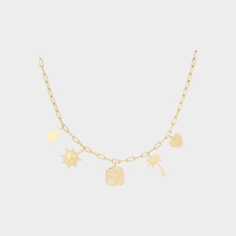 Ketting staal bedel goud