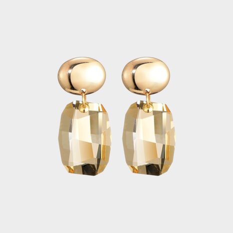 Oorbellen square crystal nude