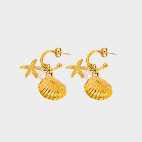 Oorbellen creool schelp parel