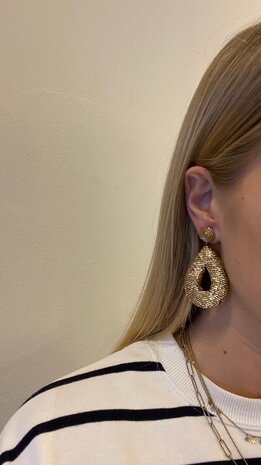 Oorbellen druppel glas goud