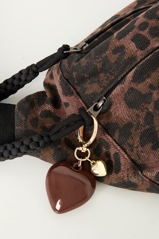 Sleutelhanger hart bruin
