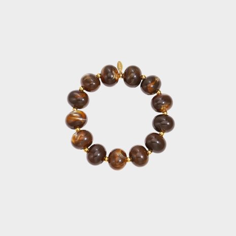 Armband ovaal staal bruin