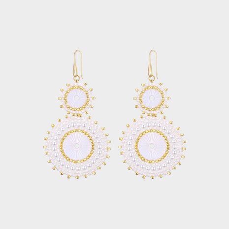 Oorbellen dubbel rozet wit