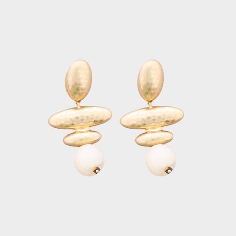 Oorbellen ovaal bol beige