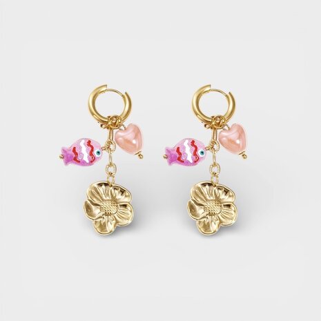 Oorbellen creool bedels roze