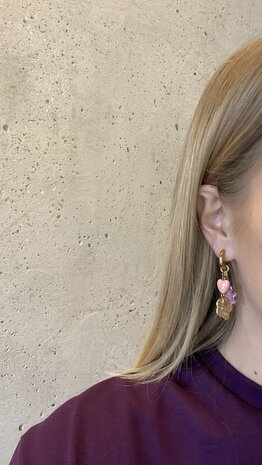 Oorbellen creool bedels roze