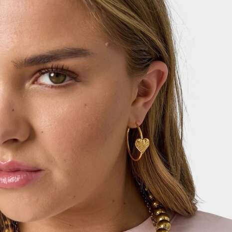 Oorbellen staal hart geborsteld