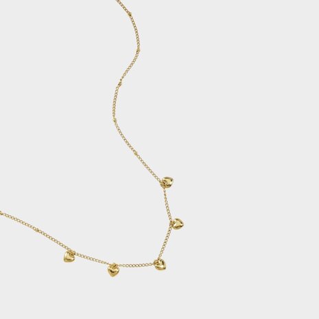 Ketting staal hartjes goud