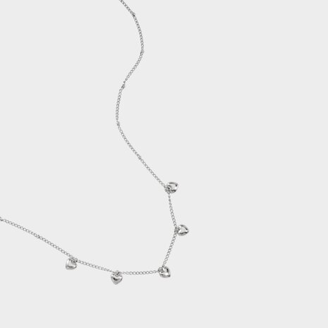 Ketting staal hartjes zilver