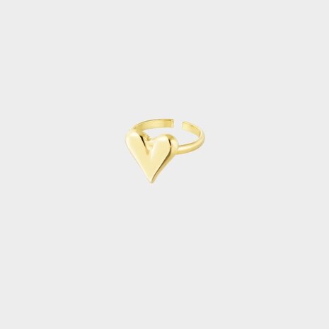 Gouden ring van stainless steel met hart one size