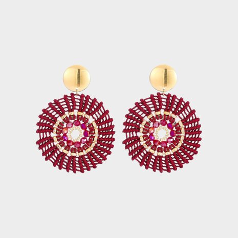 Oorbellen rond draad rood