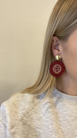 Oorbellen rond draad rood