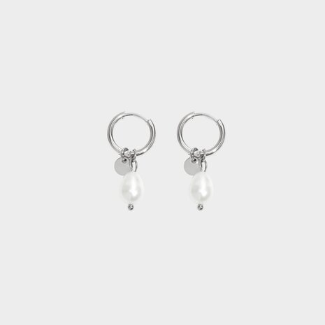 Oorbellen parel munt zilver